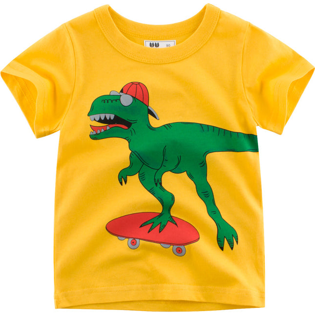 Brand children's clothing wholesale factory direct 2021 summer children's short-sleeved T-shirt baby clothes dinosaur pattern