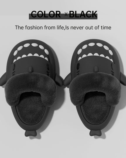 Winter Shark Slippers Warm Fuzzy Slippers Bedroom House Shoes Women