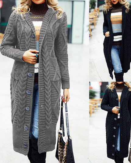Wool Solid Color Cardigan Loose And Long Oversized Coat