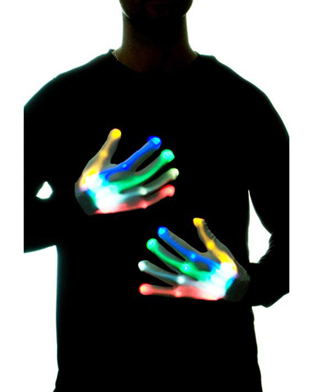 1Pair Chic LED Light Up Skeleton Hand Gloves Halloween Christmas Costume Decor