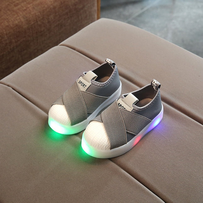Children's Sports Shoes LED Lighting Shoes Shiny Shell Head Children's Shoes