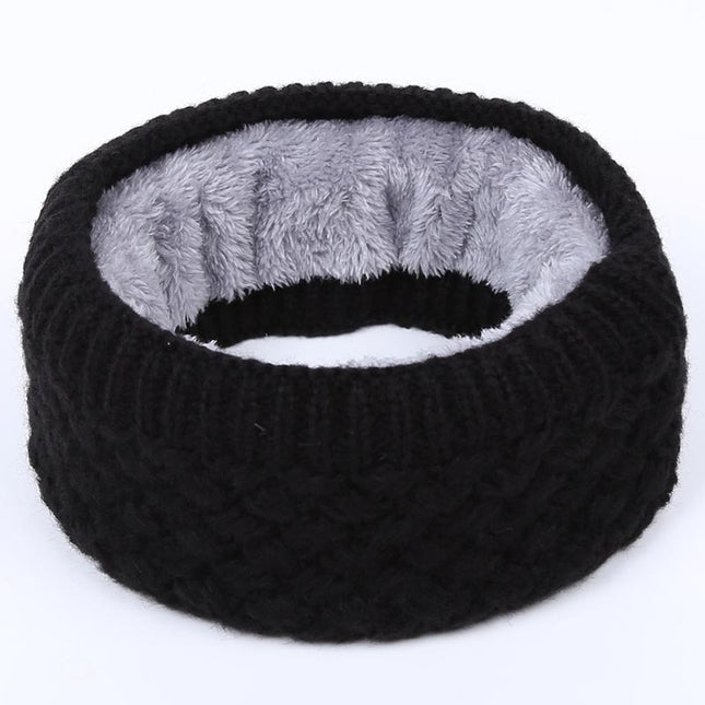 Winter warm men and women bib solid color wool knit plus velvet thick collar European and American scarves