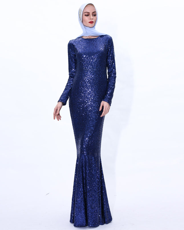 Muslim sequined fishtail dress