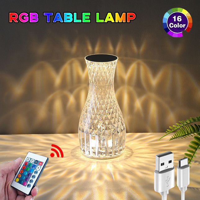 Vase Shape Atmosphere Crystal Lamp Romantic Bedside Diamond Table Lamp  Home Christmas Decorations LED Lights