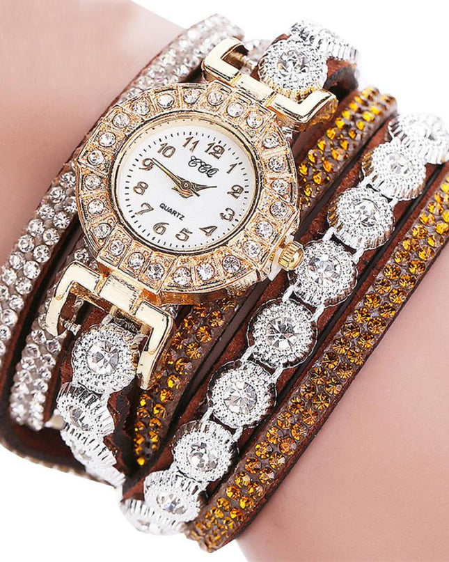 Relogio masculino Women Quartz Women PU Leather Rhinestone Watch Bracelet Watches