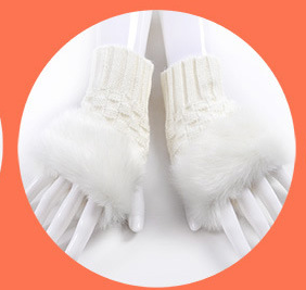 Gloves Female Autumn And Winter Cute Student Ladies Gloves Korean Version Of The Fingerless Arm Sets Of Warm Rabbit Hair Half Finger Gloves