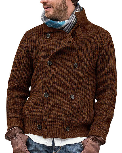 Large Size Sweater Men's Solid Color Button Knit Jacket