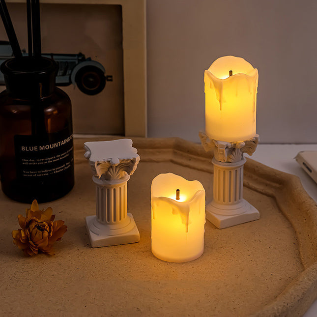 Ins Wind Roman Wave Oblique Candle Table Lamp Desktop Ornament