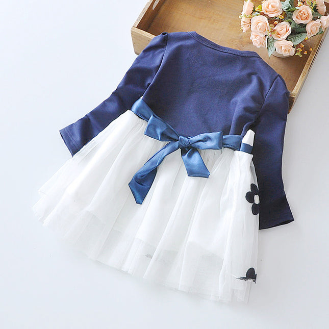 Flower bow long sleeve dress