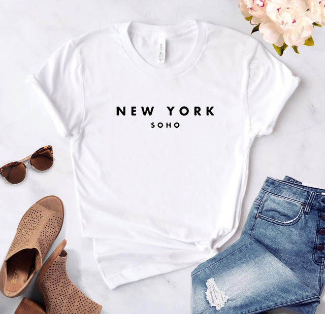 Simple Letter Printing Fashion Short-sleeved T-shirt