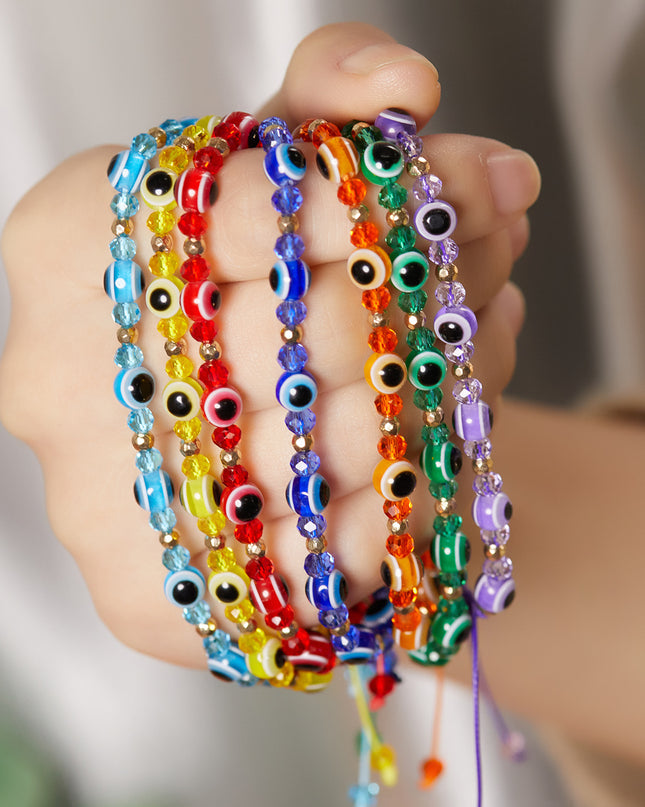 Eye Crystal Bead Pull Adjustable Bracelet