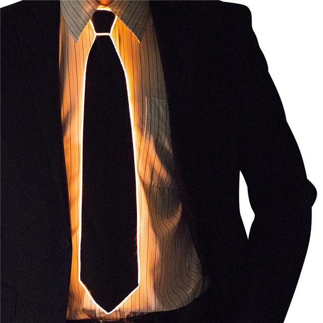 Voice-activated ray tie show costume props with music rhythm beat cold light voice control EL tie