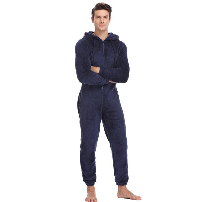 Men's autumn and winter warmth one-piece pajamas