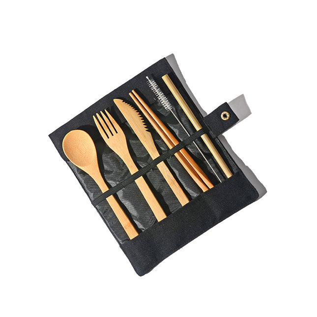 Bamboo Utensils Wooden Travel Cutlery Set Reusable Utensils With Pouch Camping Utensils Zero Waste Fork Spoon Knife Flatware Set