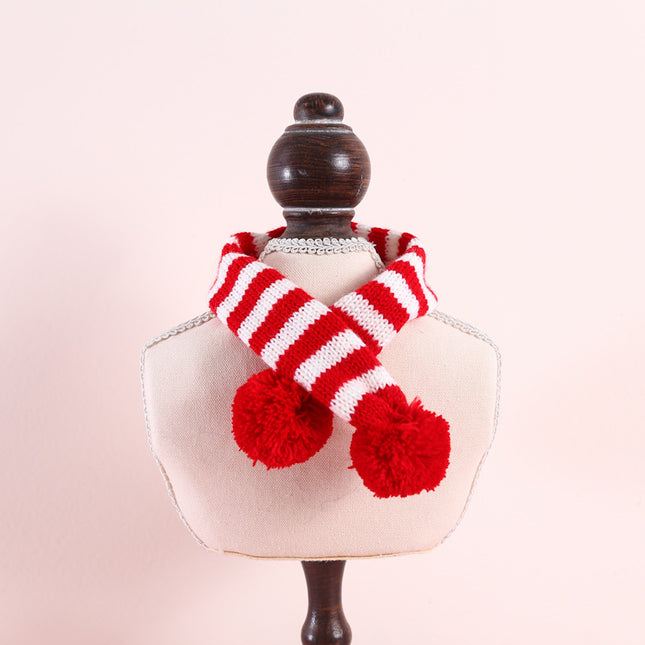 Pet Knitted Woolen Striped Christmas Scarf
