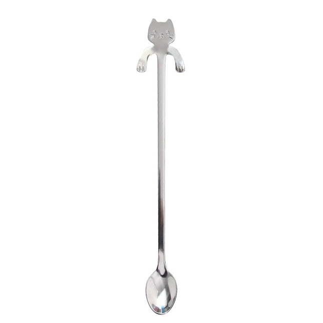 Cross-border 304 Stainless Steel Spoon Cartoon Cat Handle Hanging Coffee Spoon