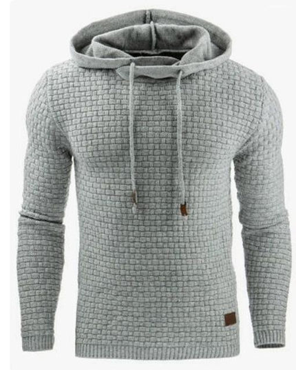 European and American Men's Jacquard Sweater Long-sleeved Hoodie Warm Color Hooded Sweatshirt Jacket