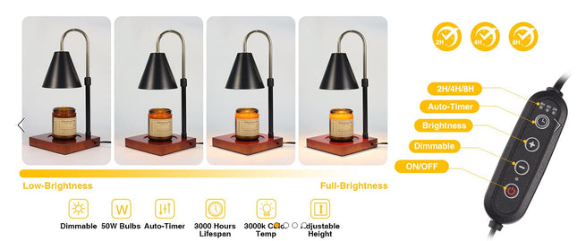 Candle Warmer, Candle Warmer Lamp with Timer, Electric Candle Warmer, Dimmable Candle Light, Candle Warmer Auto Shut Off, for Large and Small Jar Candles, Christmas Candle Warmer Home Decoration