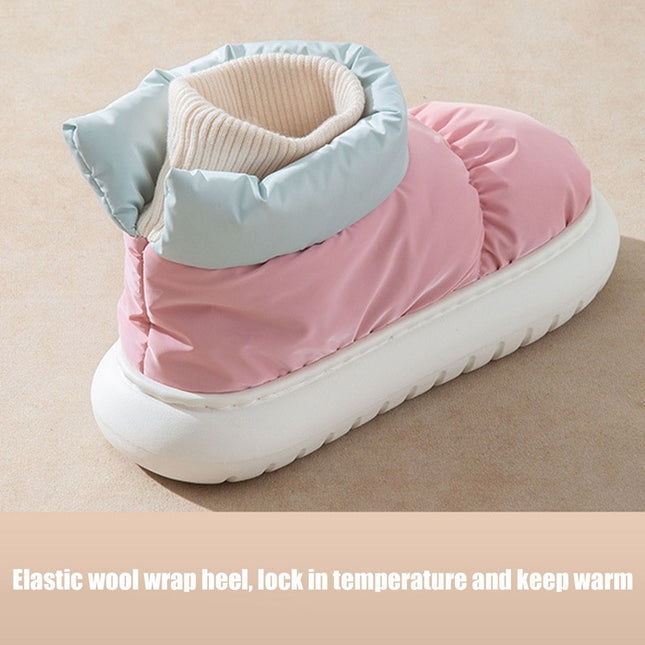 Winter Women Slippers Bread Shoes Outside Indoor Home Shoes Men waterproof Down Warm Eva Thick Sole Non-Slip Cotton Boots