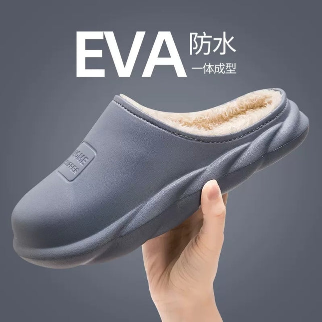 Women Autumn Winter New Warm Slippers Soft Waterproof EVA Plush Slippers Female Clogs Couples Home Indoor Fuzzy Shoes Thick Sole