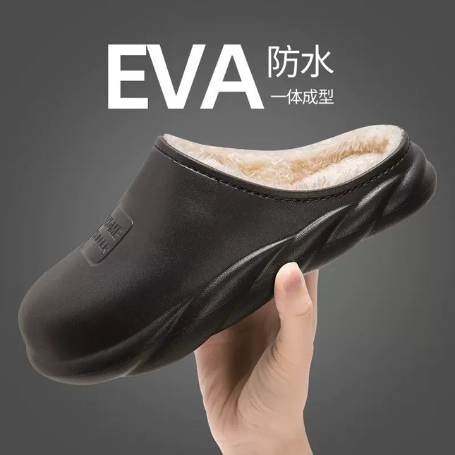 Women Autumn Winter New Warm Slippers Soft Waterproof EVA Plush Slippers Female Clogs Couples Home Indoor Fuzzy Shoes Thick Sole