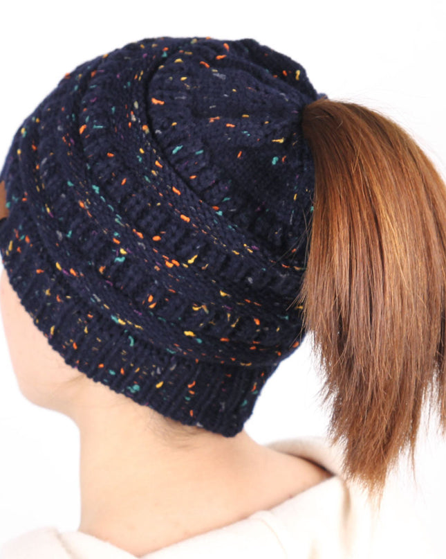 Europe And The United States New Knitted Ponytail Hat Wool Hood Outdoor Warmth
