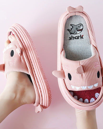 Cute Shark Slippers For Women Cartoon Thick Sole Couples House Shoes Slides