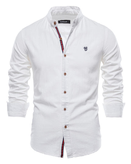 Fashion Simple Solid Color Long-sleeved Shirt Men