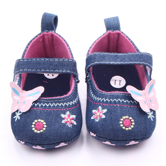 Bowknot Embroidered Fashion Denim Toddler Shoes