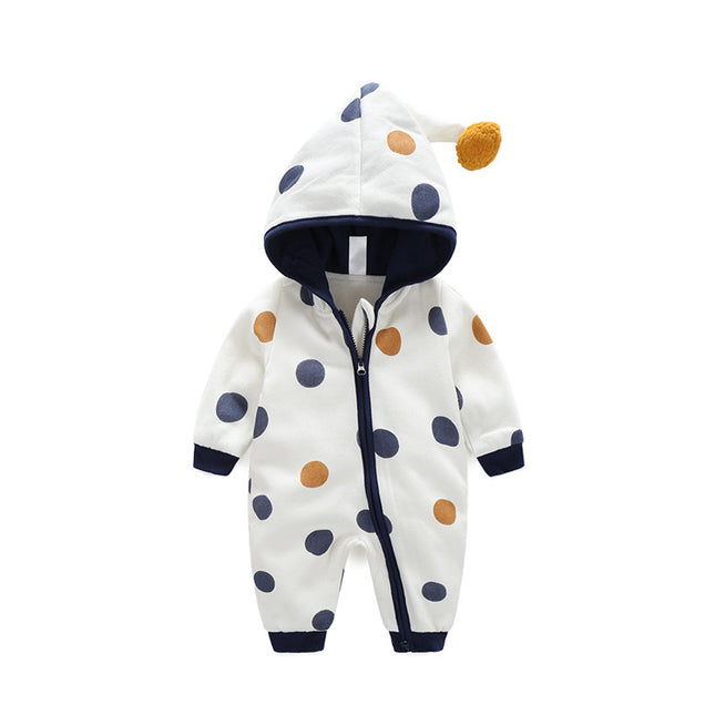 Cotton Printed Baby Hooded Crawling Bodysuit