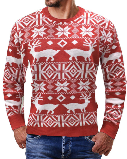 Christmas Fawn Print Pullover Knit Bottoming Sweater