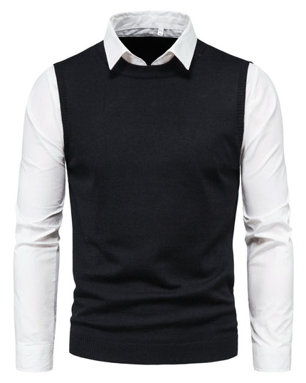 Sweater White Lapel Shirt Fur Vest