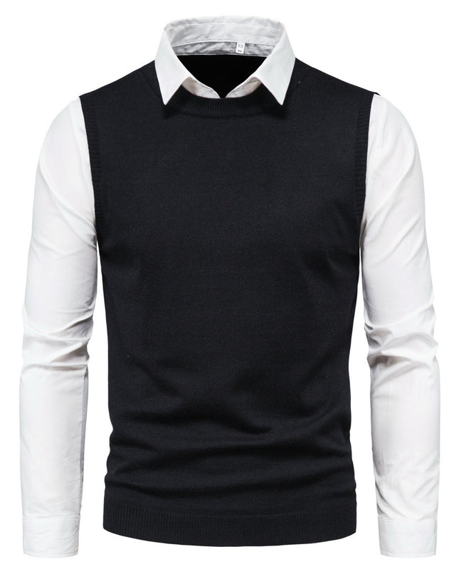 Sweater White Lapel Shirt Fur Vest