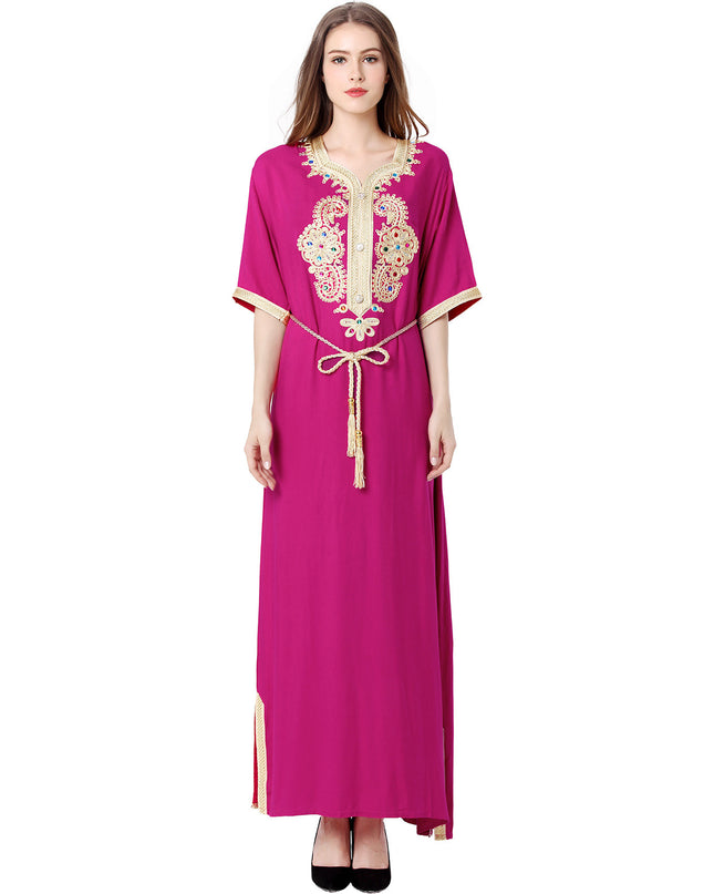 Middle East Muslim Women's Robe Short Sleeve Dress