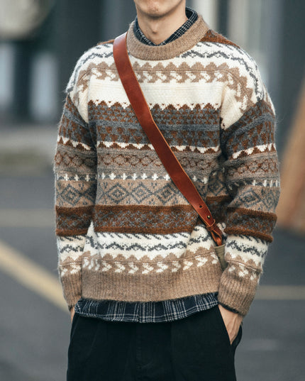 New Ethnic Style Color Sweater Men Loose