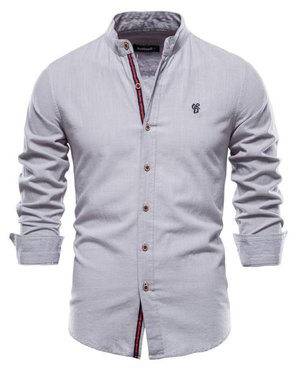 Fashion Simple Solid Color Long-sleeved Shirt Men