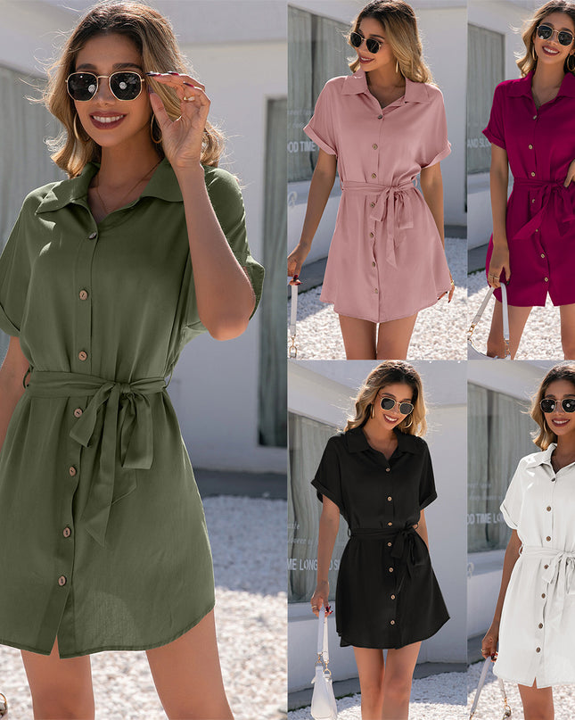 Casual Loose Single-breasted Shirt Dress