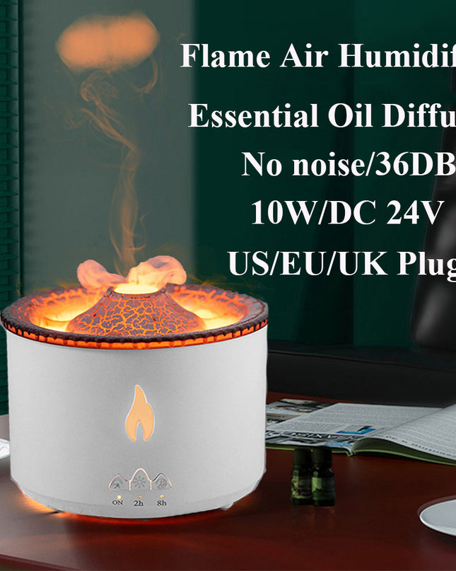 2022 New Creative Ultrasonic Essential Oil Humidifier Volcano Aromatherapy Machine Spray Jellyfish Air Flame Humidifier Diffuser