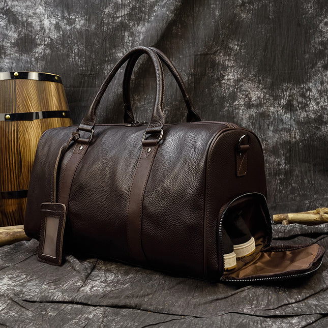 Large Capacity Leather Business Travel Bag Handheld