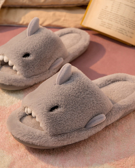 Shark Slippers Fluffy Slippers For Women Couple House Shoes Winter