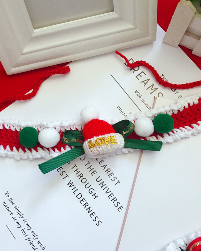 Wool Pet Collar Hand Woven Collar Christmas Pet Accessories