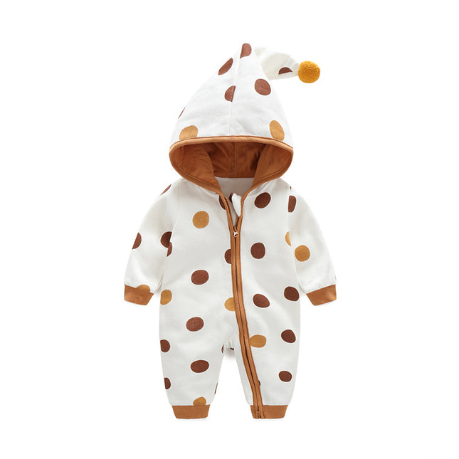 Cotton Printed Baby Hooded Crawling Bodysuit